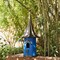 Outdoor Teal Blue Metal Birdhouse with Vintage Bronze Pagoda Roof Freestanding
